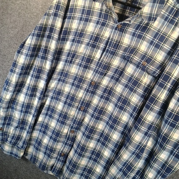 Patagonia Long Sleeved Fjord Flannel Shirt Men XXL Virtually Blue Missing Button - Picture 4 of 12